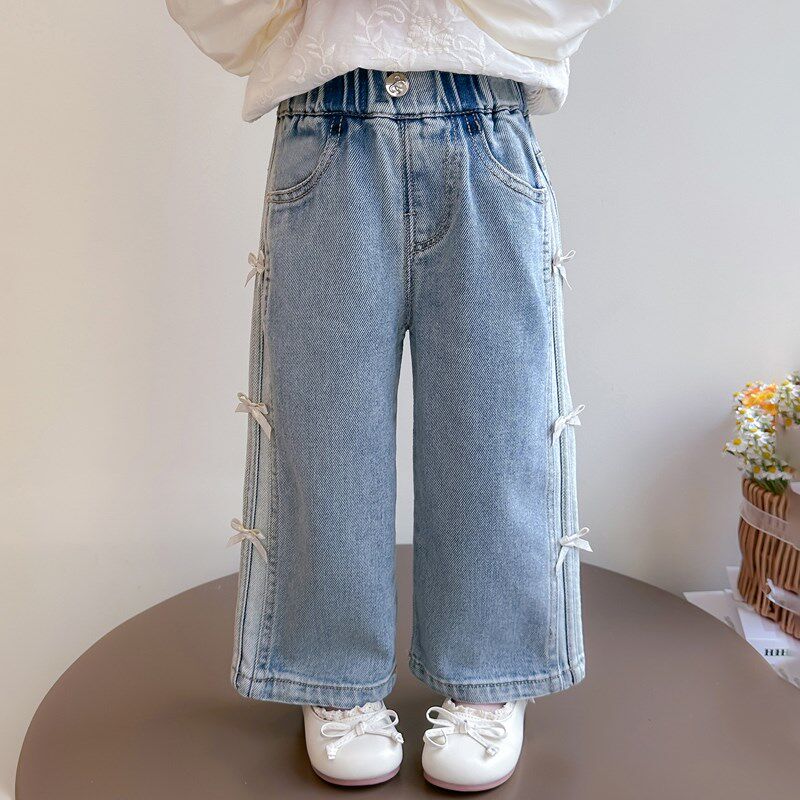 女宝宝春款牛仔裤儿童时髦洋气阔腿裤2025新款裤子女童休闲直筒裤