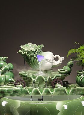陶瓷流水摆件循环水鱼缸增氧过滤器摆件室内喷泉瀑布家用造景配件