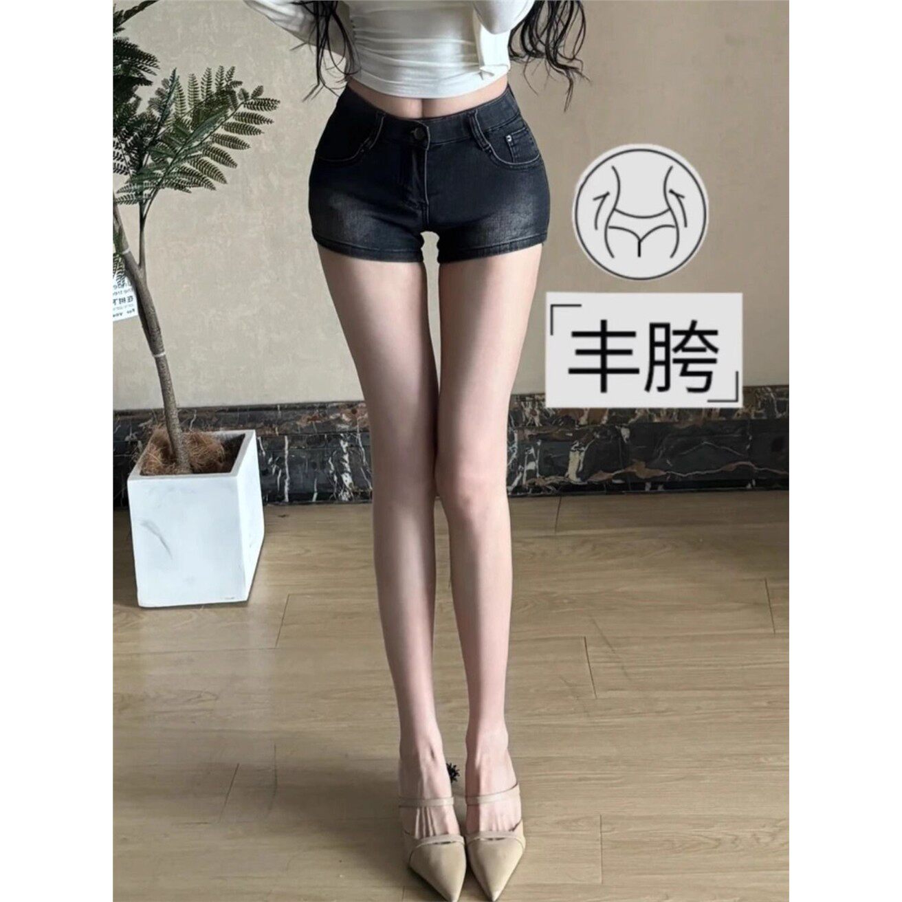 美式复古水洗牛仔短裤女夏季新款低腰显瘦紧身弹力辣妹丰胯热裤子