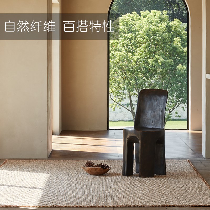 虎眼深驼色剑麻地毯客厅卧室茶室手工草编织地垫环Z保防滑定制