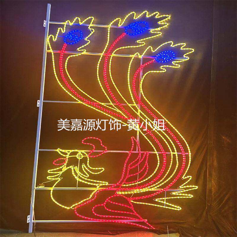 定制1.5米凤凰街道LED灯柱图案灯出口新年造型灯七彩过街灯