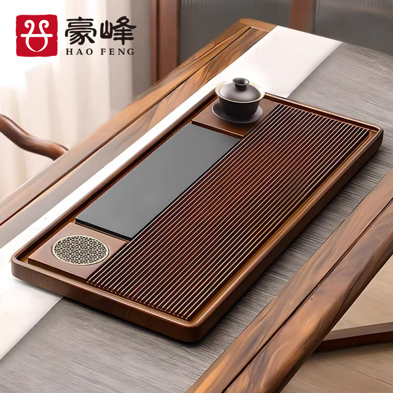 豪峰茶盘2024新款简约中式功夫茶台茶托盘排水式茶V具办公室干泡