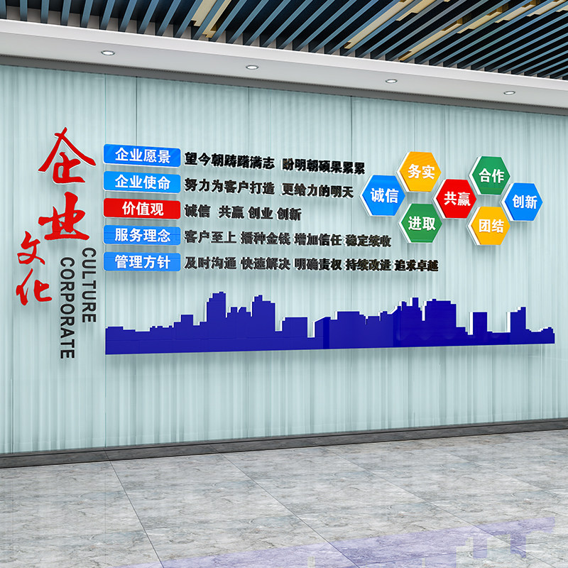 企业文化墙贴定制公司形象墙会议办公室背景墙面装饰布置励志标语