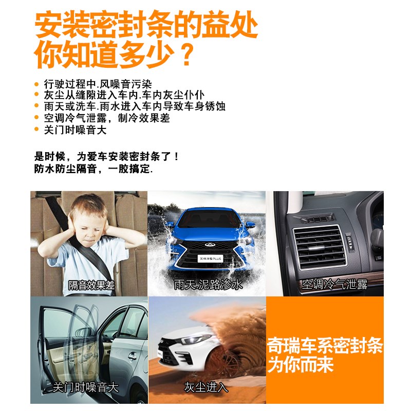 奇瑞艾瑞泽5 PLUS瑞虎3专用全车门隔音内外双封密封条配件改装饰