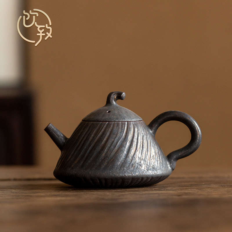 饮致铁锈釉日式茶壶家用泡茶器高档陶瓷功夫茶具复古过滤带把单壶
