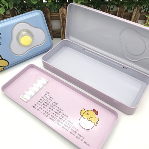 幼儿园文具盒男女小学生创意可爱卡通铅笔插铁皮双层笔盒学习用品