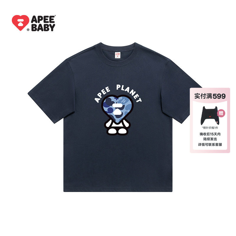 APEE趣味印花短袖T恤女简约图片