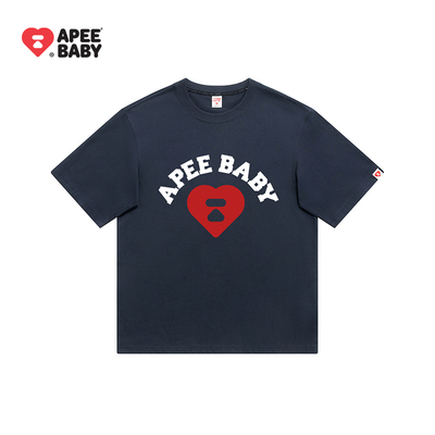 APEE字母心形多巴胺短袖T恤