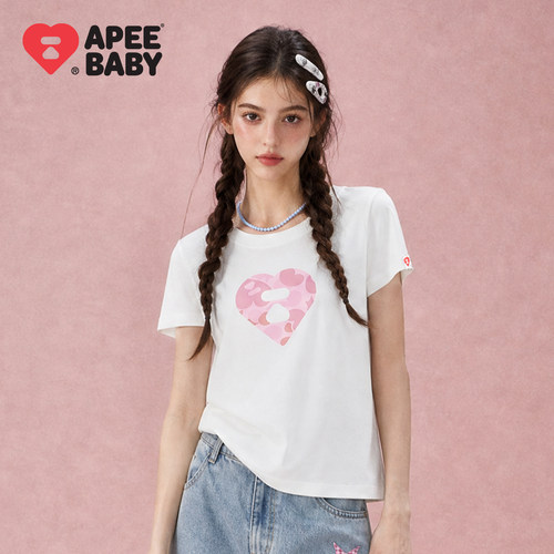 APEE心形迷彩多巴胺T恤女
