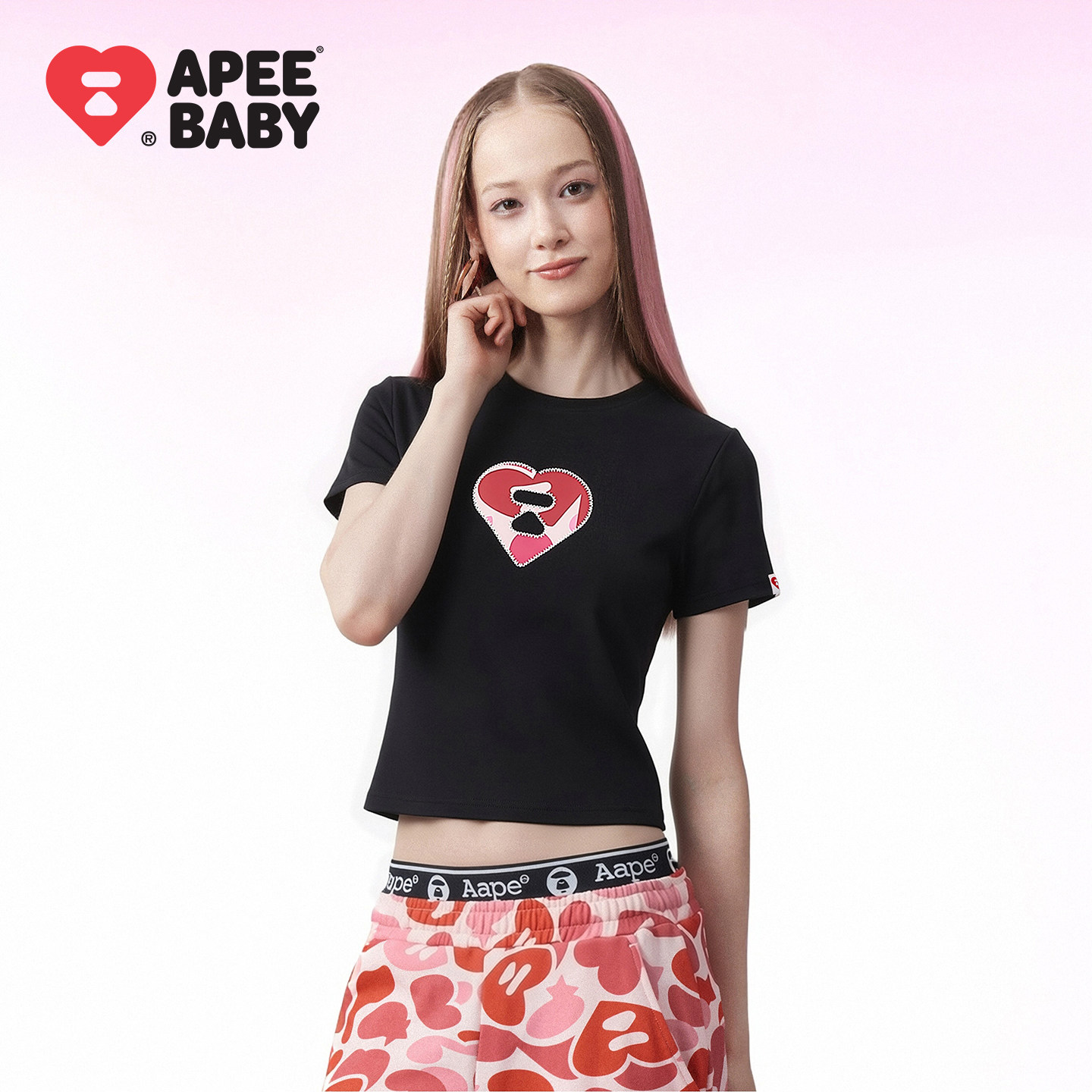 BAPE SS26 APEE by A BATHING APE甜美风休闲正肩短袖上衣少女款图片