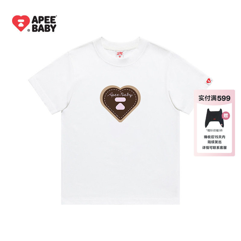 APEE爱心印花短袖T恤女甜酷图片