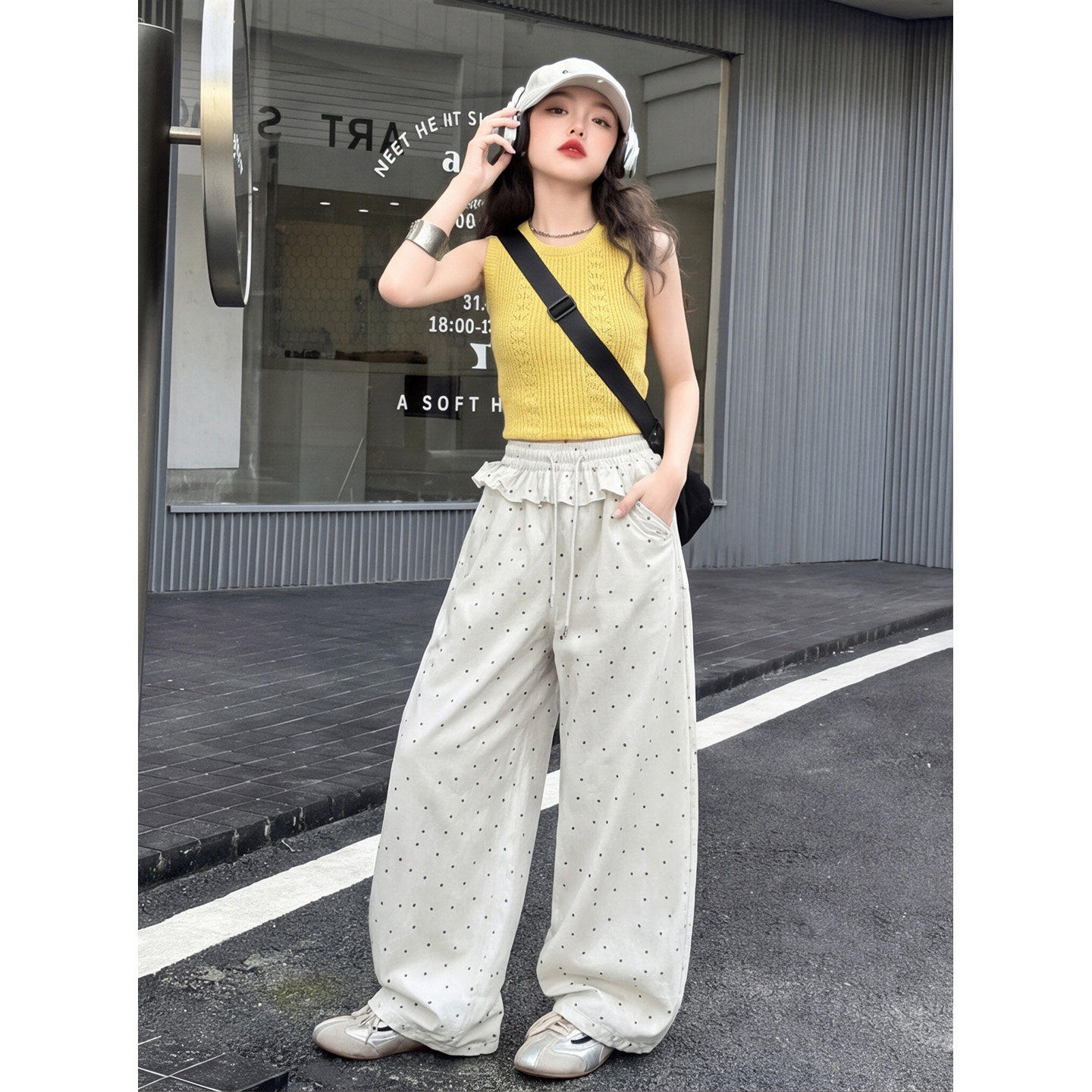 女童薄款阔腿裤2026夏季新款韩系波点工装裤中大童夏装显瘦直筒裤