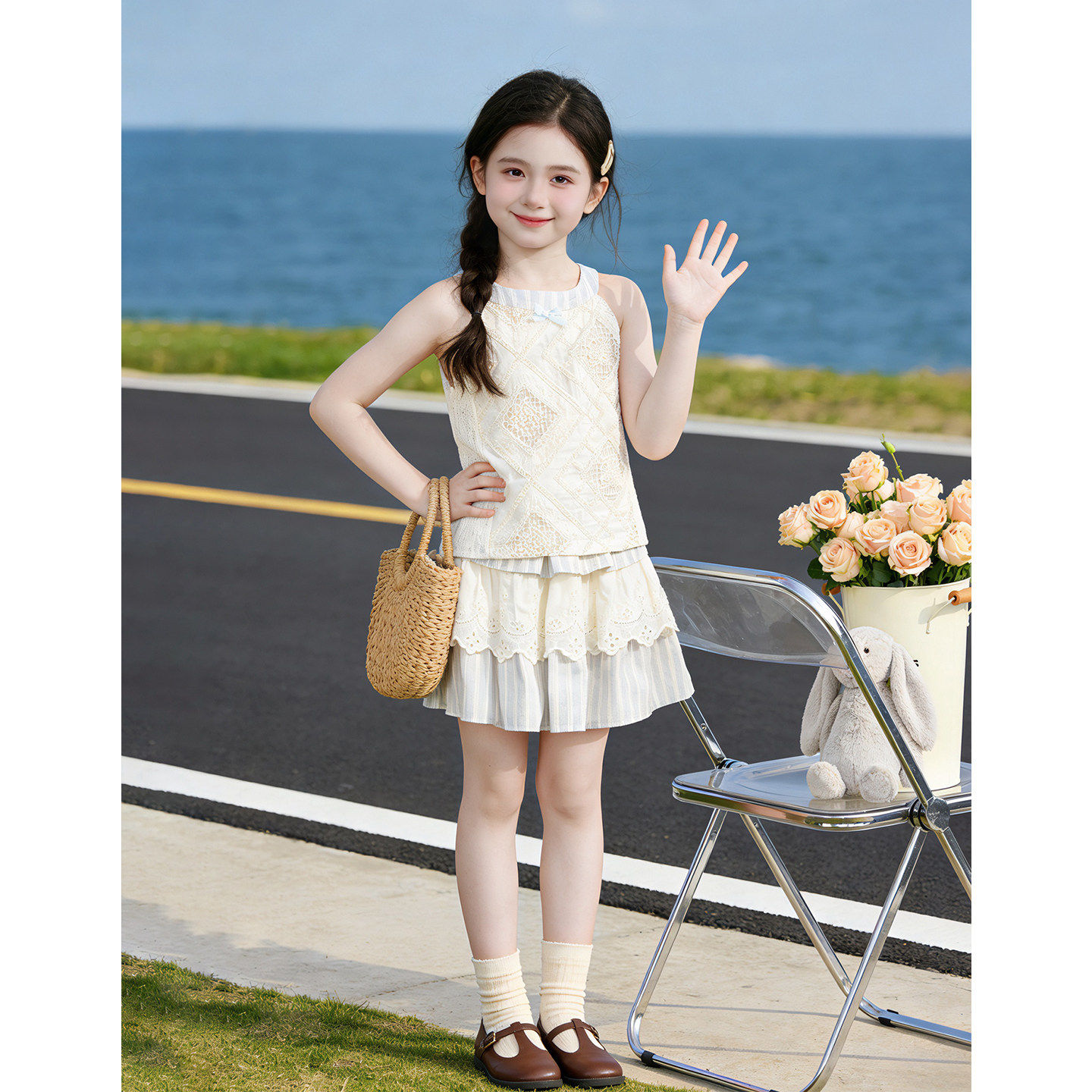 女童连衣裙夏装2026新款儿童夏季洋气裙子套装女大童巨好看公主裙