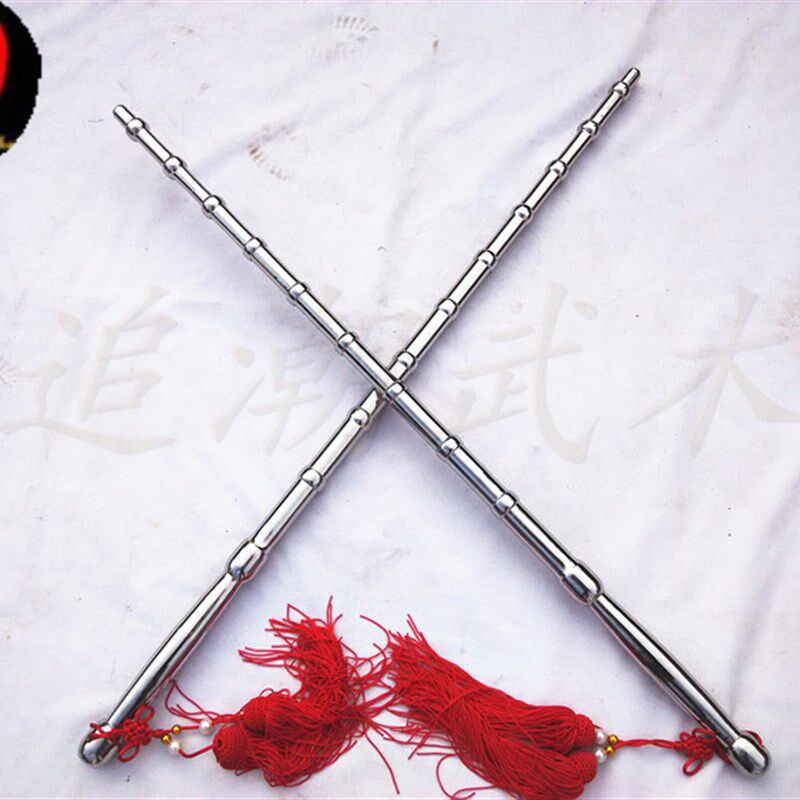 不锈钢竹节鞭实心鞭双锏双鞭钢鞭一体鞭秦琼N双锏双手鞭十八般兵