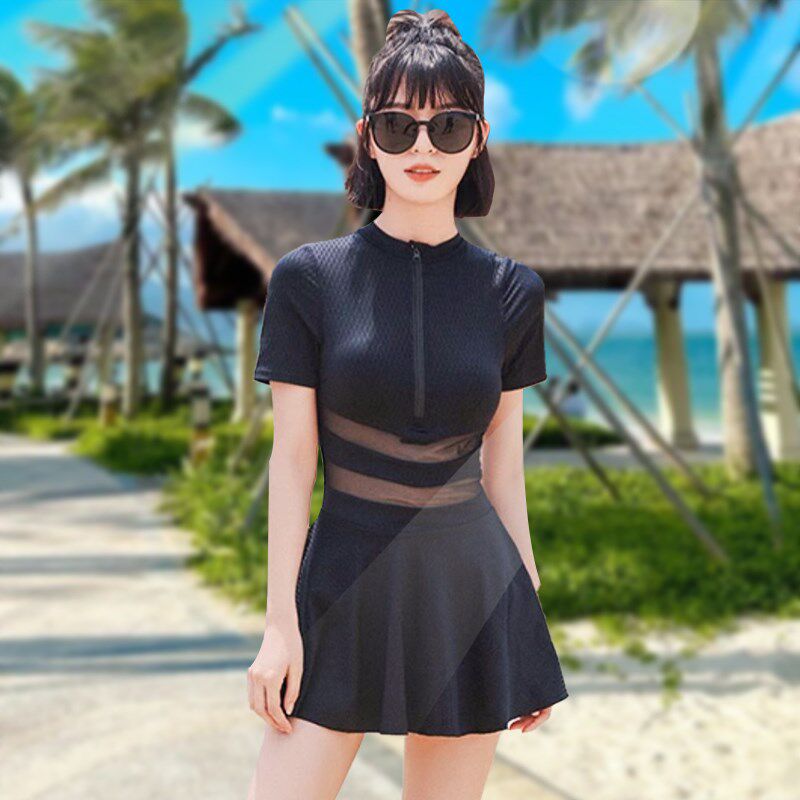 泳衣女款2d024新款黑色高级感显瘦遮肉时尚保守连体裙式温泉游泳