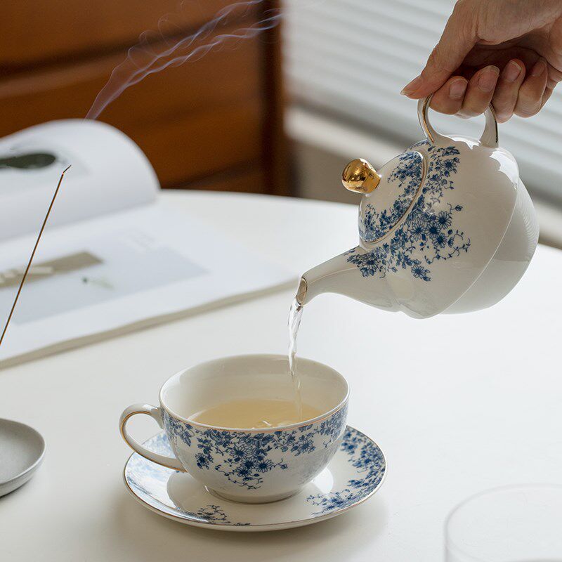 陶瓷茶壶子母壶套装m 田园风下午茶餐具咖啡杯碟花茶壶单人泡茶壶