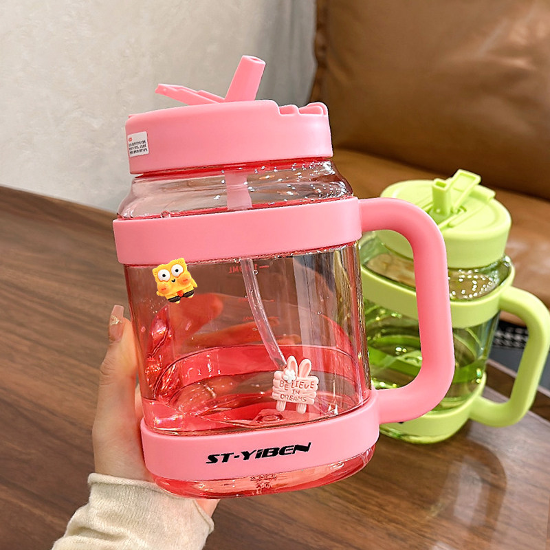 水杯大容量女生高颜值2l大肚泡茶水壶2024新款办公W室夏季吸管杯