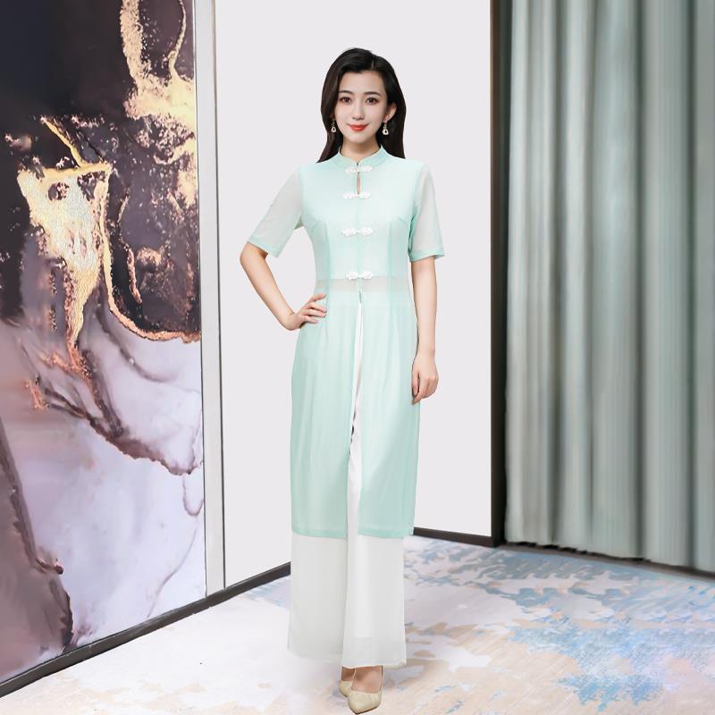 新款中式美容院工作服女长款养生馆足浴技师服按摩采.耳工衣套装