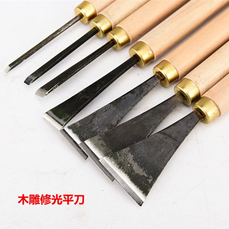 木雕工具东阳木工手m工雕刻刀一字刀家具修补工具磨好带柄修光平