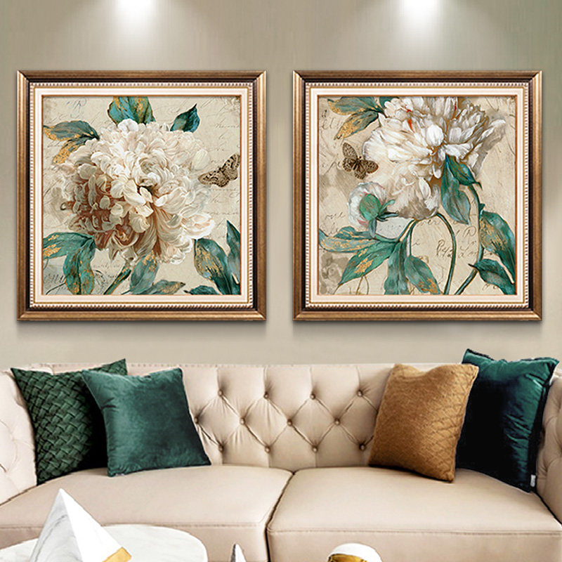 美式客厅装饰f画简美沙发背景墙画餐厅壁画欧式卧室床头花鸟挂画