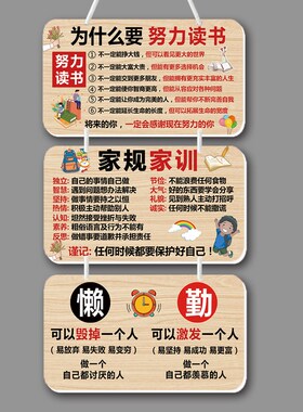 学习励志摆件激励孩子努力读书挂件自律标语家规家训W挂牌学生摆