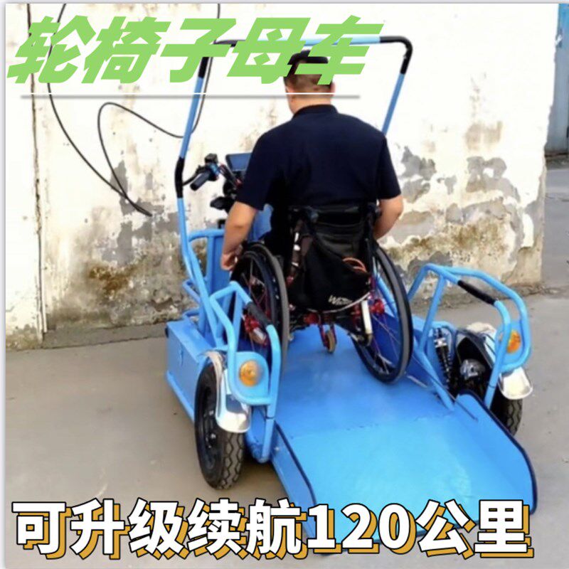 义皮马轮椅子母车助残代t步车电动敞篷三轮残疾人出行代步车