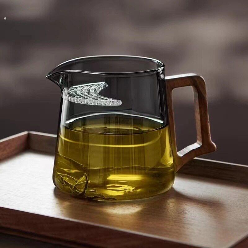耐高温带过滤月牙公道杯泡茶杯公杯茶漏一体绿茶杯