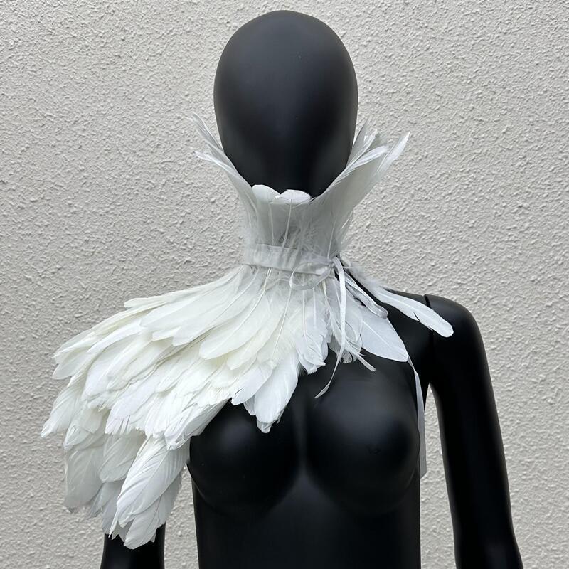 哥特风格羽毛披肩假领子舞台走秀化妆舞会万圣节服装配件