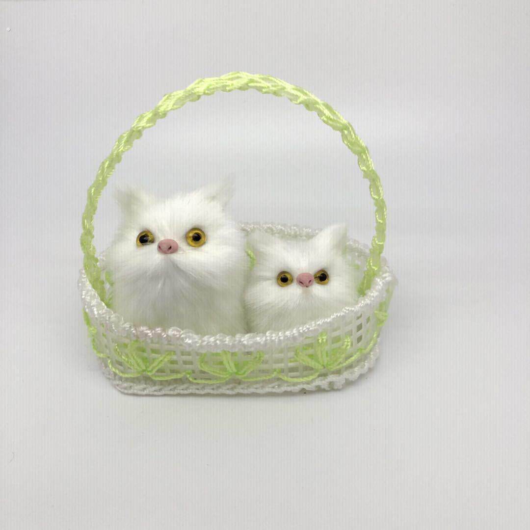 2号提篮情侣声控猫仿真猫咪可爱摆件景区摆件拍手会叫旅游纪念品