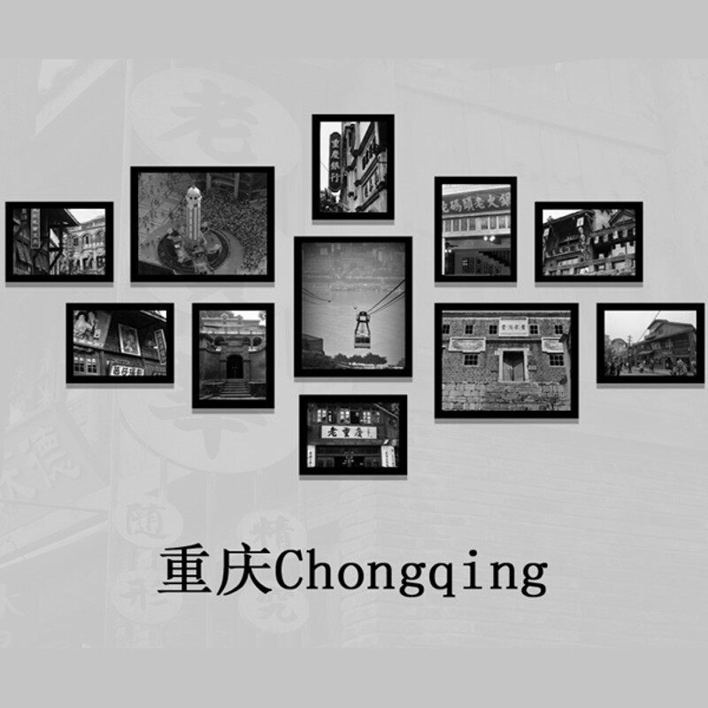 老重庆生活韵味黑白照片墙装饰画餐厅火I锅店无框画挂画重庆小面