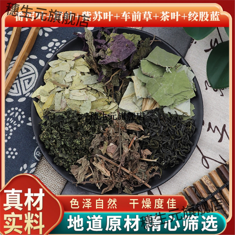 番泻叶荷紫苏车前草茶绞股