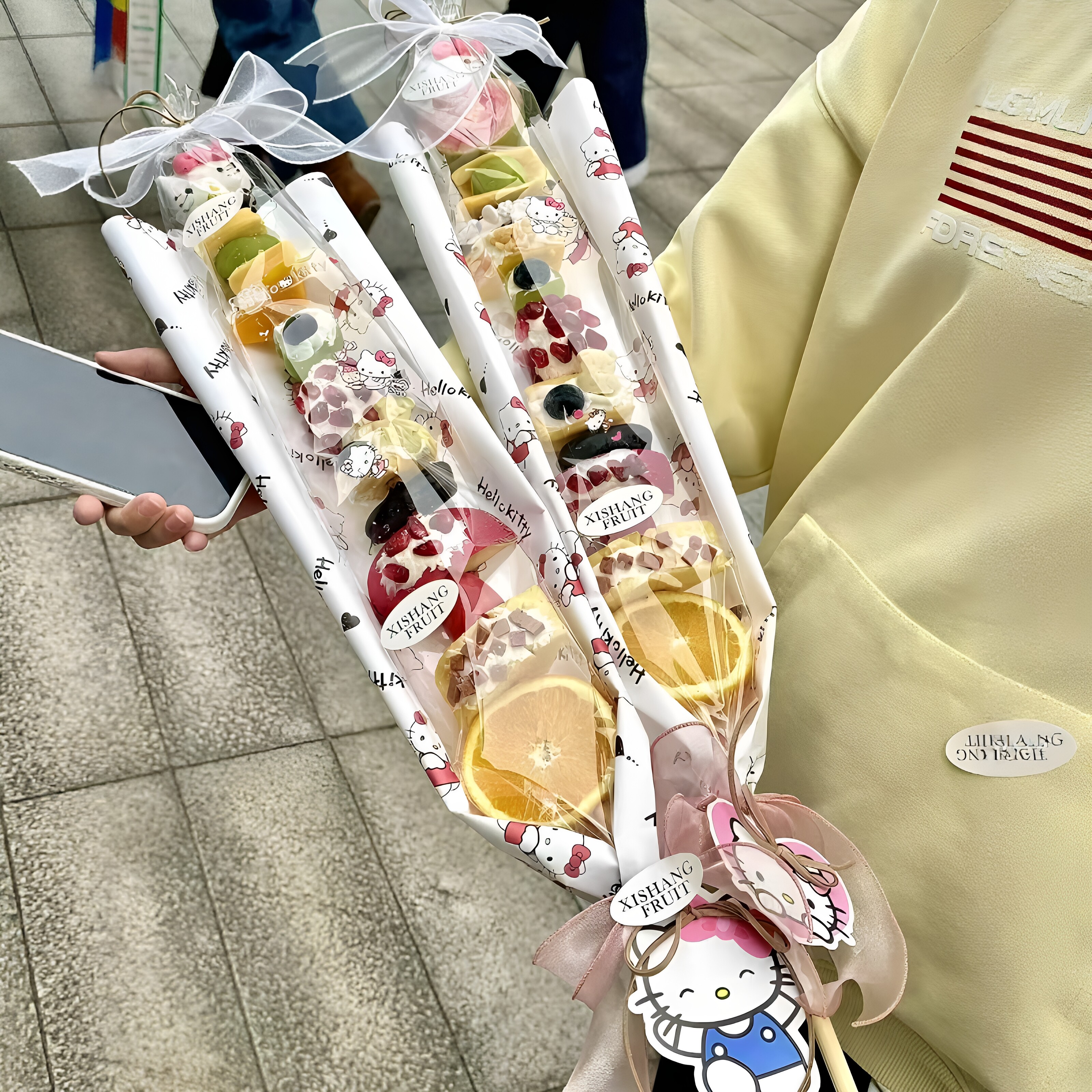 KT猫糖葫芦！雪梨纸DIY包装哑光丝带礼品装饰雪纺透明店铺引流