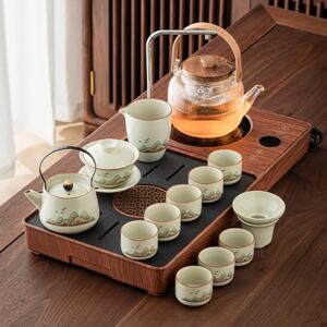 泡茶套装小茶台茶具家用汝窑一整
