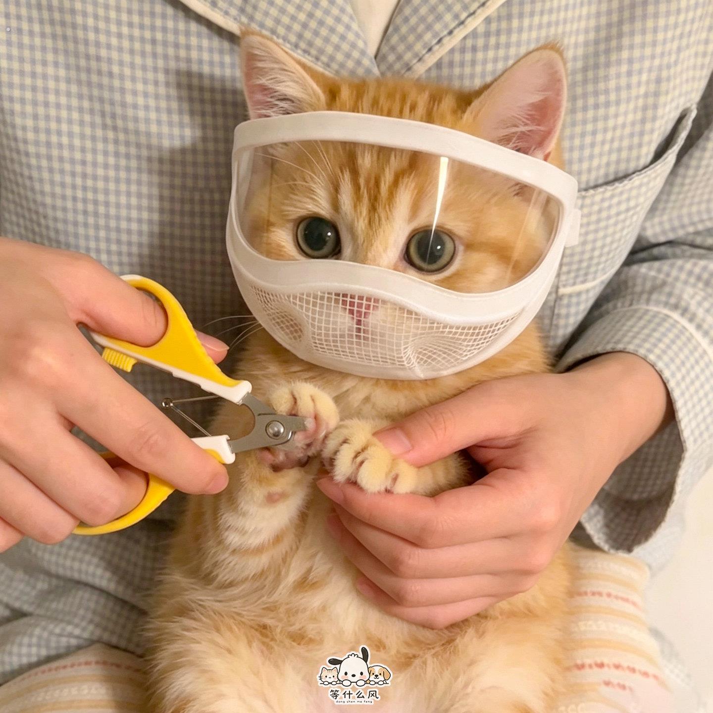 猫咪头套防咬防舔剪指甲神器宠物洗澡专用嘴套猫绝育术后透气面罩