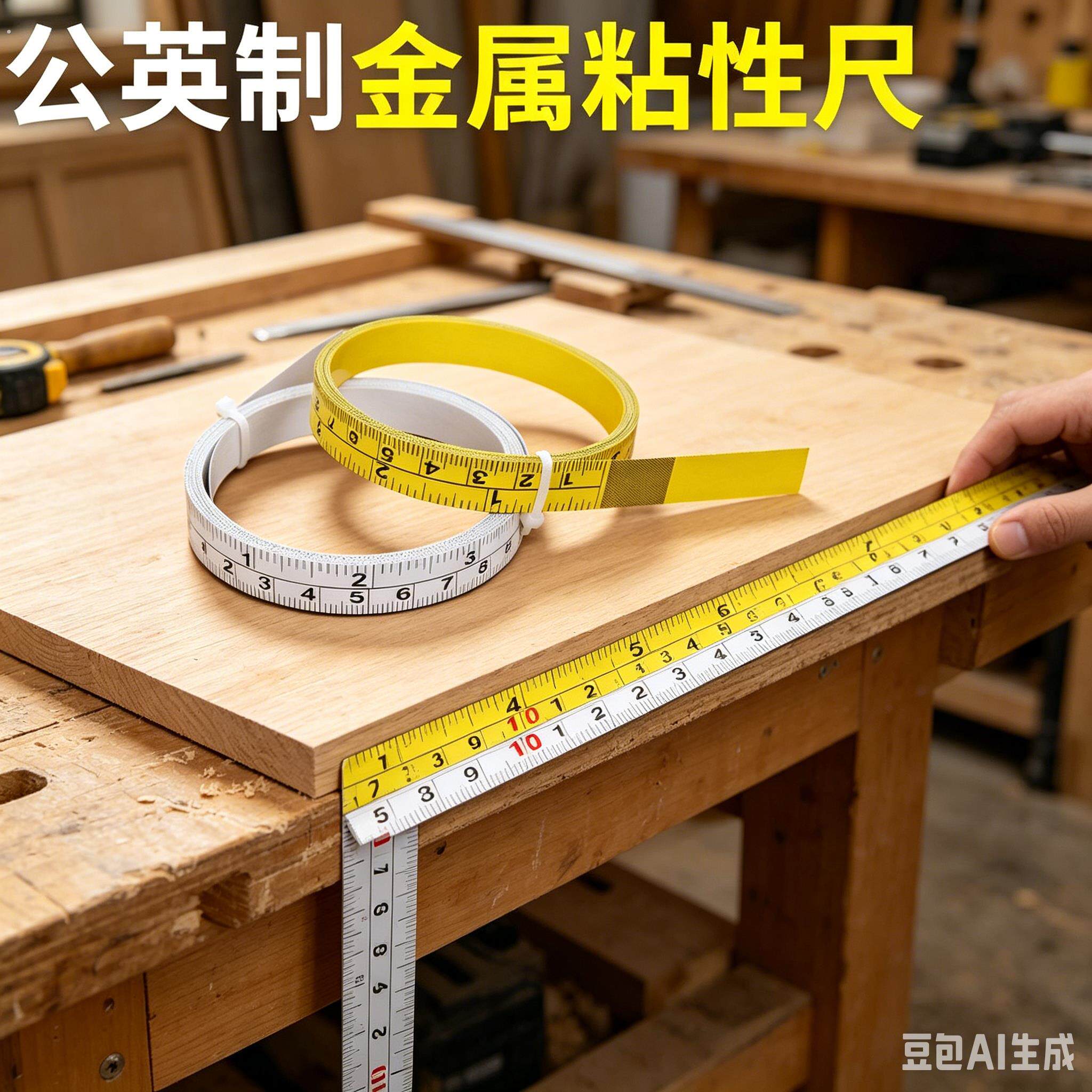 粘性尺标尺自粘尺公英制刻度尺平板钢尺粘帖尺条贴带粘性卷尺