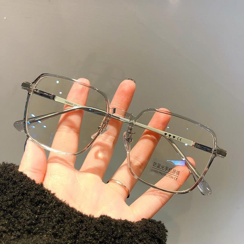 近视眼镜女款超轻大脸圆脸显瘦透明方框配有度数眼睛框架男平光镜