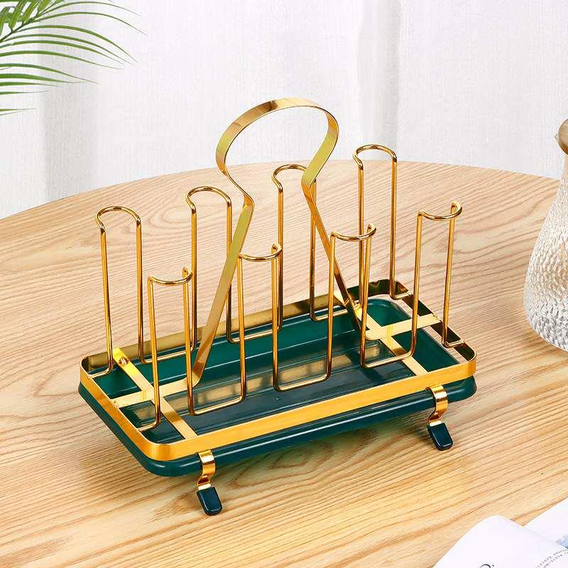 轻奢日式架铁艺电镀倒挂沥水架子家用厨房水杯水具套装收纳架