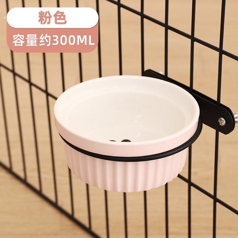 兔子碗猫碗陶瓷防打翻悬挂式宠物碗水碗挂猫碗悬挂式壁挂式狗笼子