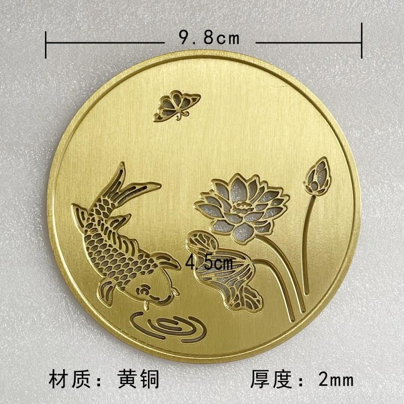纯黄铜茶盘精雕可订格漏水片下水配件排水过滤铜片茶台出水口盖板