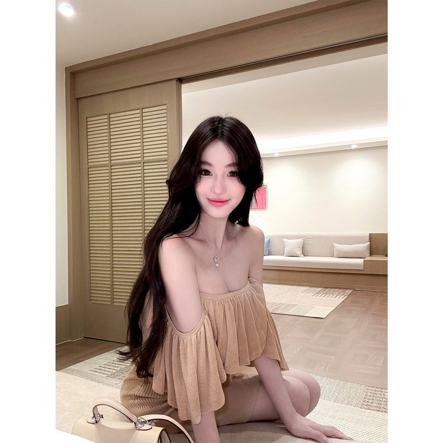 WW定制「舞茶小调」抹胸纯欲风法式包臀连衣裙针织夏季修身短裙子