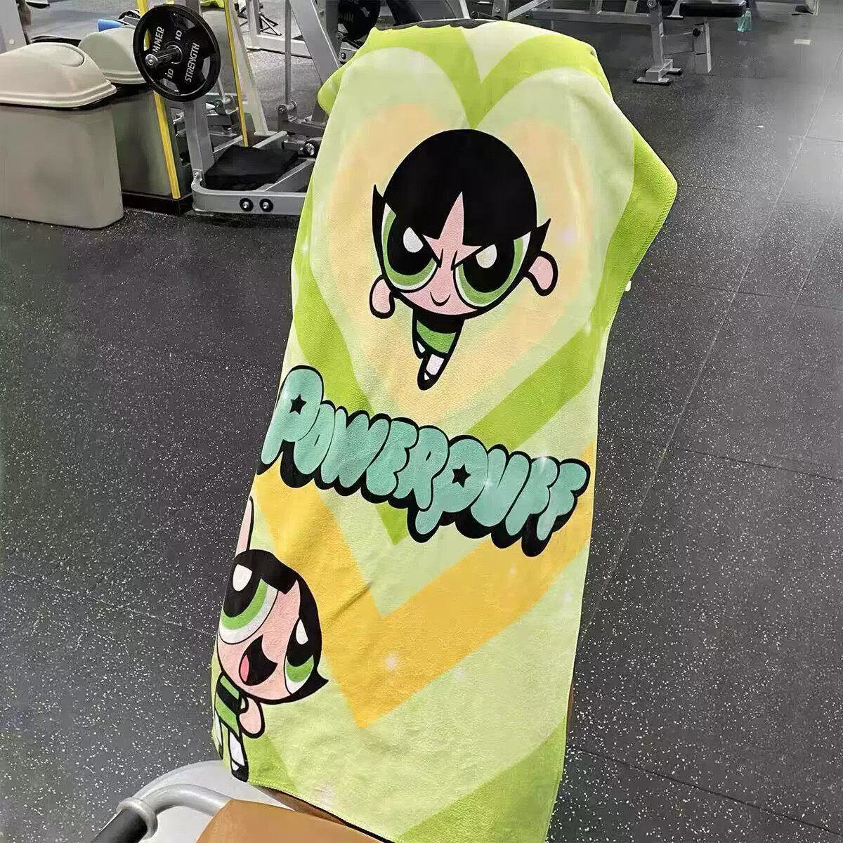 飞天小女警健身吸汗毛巾双面可用隔脏撸铁垫巾超细纤维跑步沙滩巾