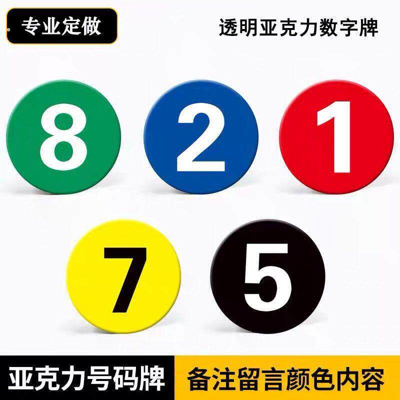 车号牌数字贴数字号码牌编号亚克力号牌自粘防水机台标识牌桌子餐