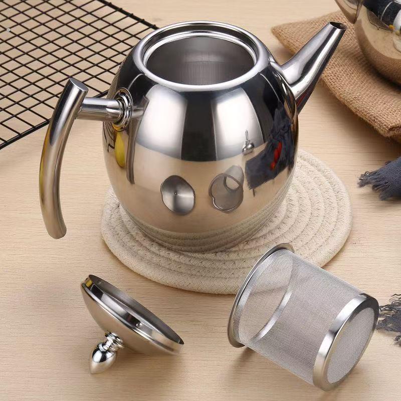 加厚不锈钢饭店茶壶电磁炉烧水壶泡茶壶玲珑壶热酒壶大容量咖啡壶