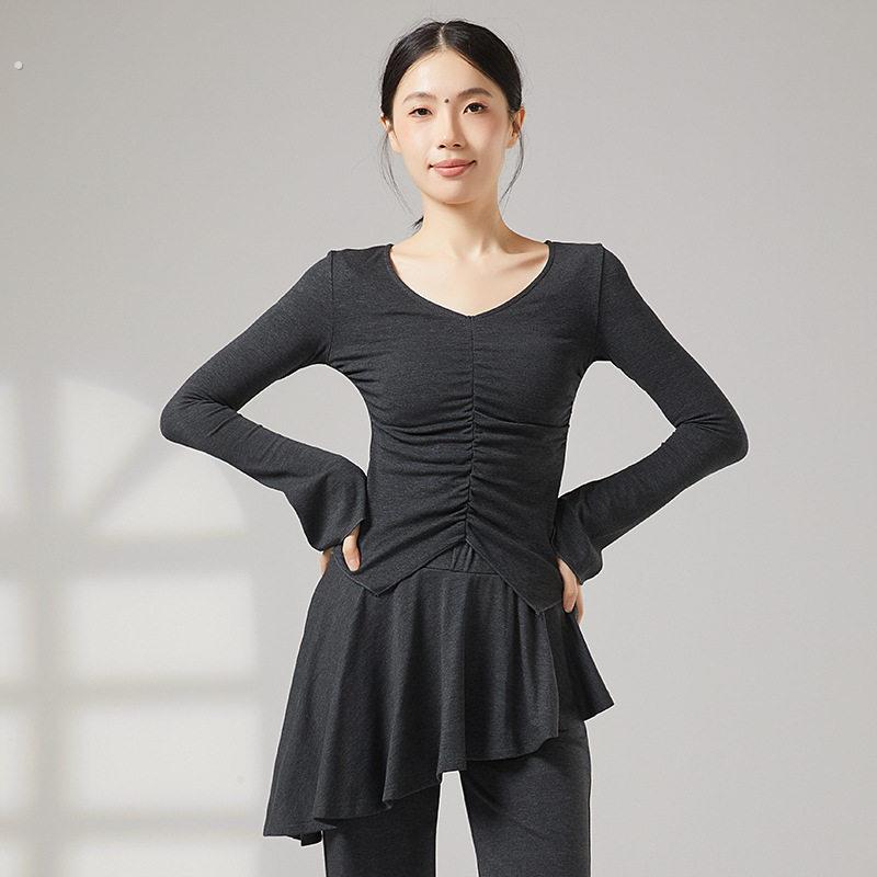 现代舞上衣2025新款古典舞服装长袖形体服喇叭裤舞蹈练功服一整套