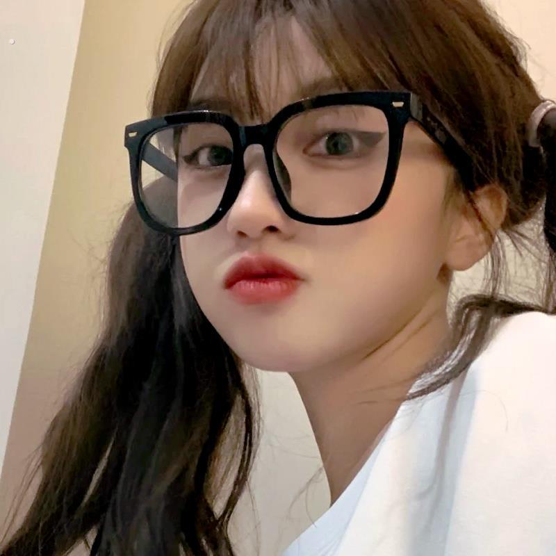 素颜神器大脸黑框眼镜框女复古防蓝光辐射平光镜透明可配近视镜架