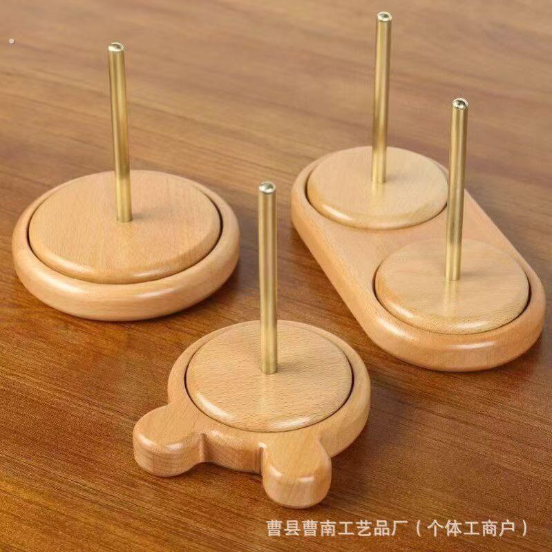 会转动的毛线轴 会转动的辅助钩编旋转针织毛线轴榉木线轴 绕线轴