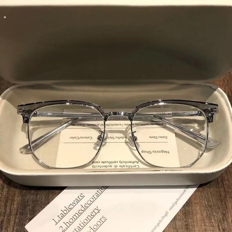 近视眼镜女可配度数痞帅文艺理工男半框眼镜眉毛架显瘦防蓝光护眼