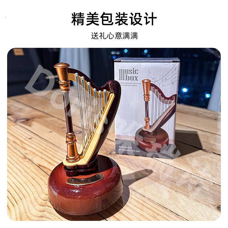 小提琴音乐盒民宿客厅文艺装饰摆饰月琴生日礼物竖琴乐器