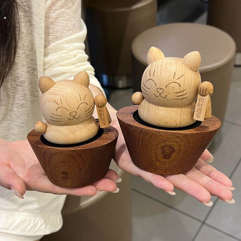 蘑菇音乐盒木质工艺品摆件迷你可爱生日礼物发条八音盒家居装饰品