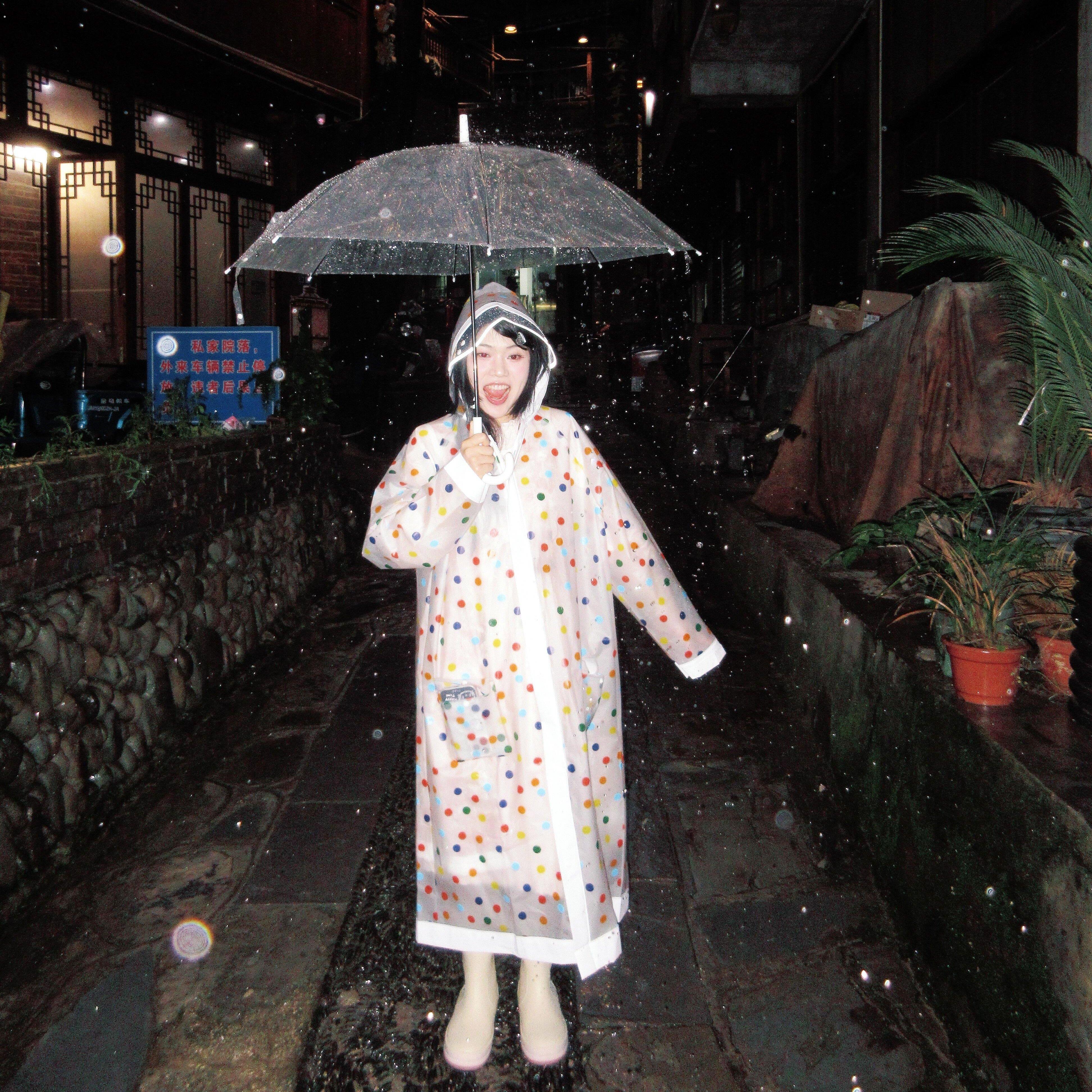 彩色波点雨衣雨披长款全身女生超厚防暴雨外穿户外演唱会音乐节